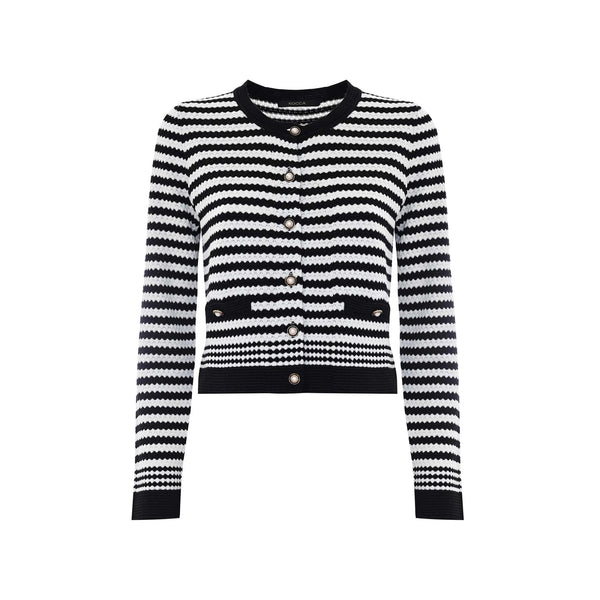 KOCCA Cardigan Cardigan Donna girocollo a righe Bianco nero A24 - KOCCAMICHAELA - F0037 - S - Francavilla Moda